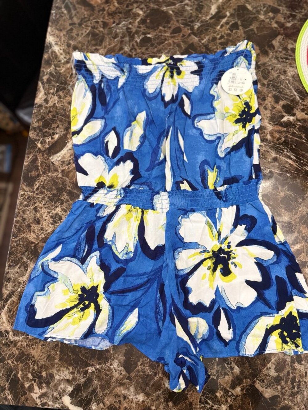 Jolie & Joy Floral Strapless Romper L Resortcore Vacationcore 3595